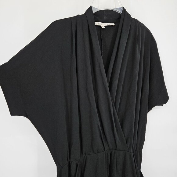 Rachel Roy Mini Short Dress Medium Black LBD Pockets Faux Wrap-Style V Neck - Picture 3 of 12
